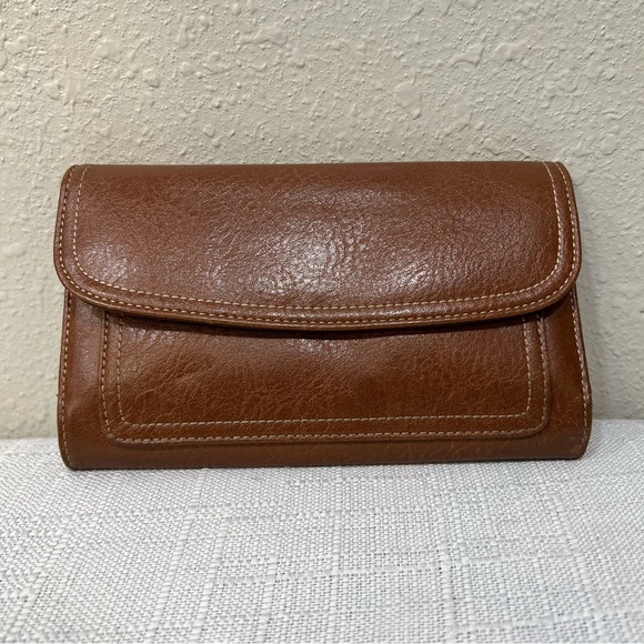 Vintage Relic Brown Leather Wallet Checkbook Snap and Zipper EUC - Picture 1 of 6